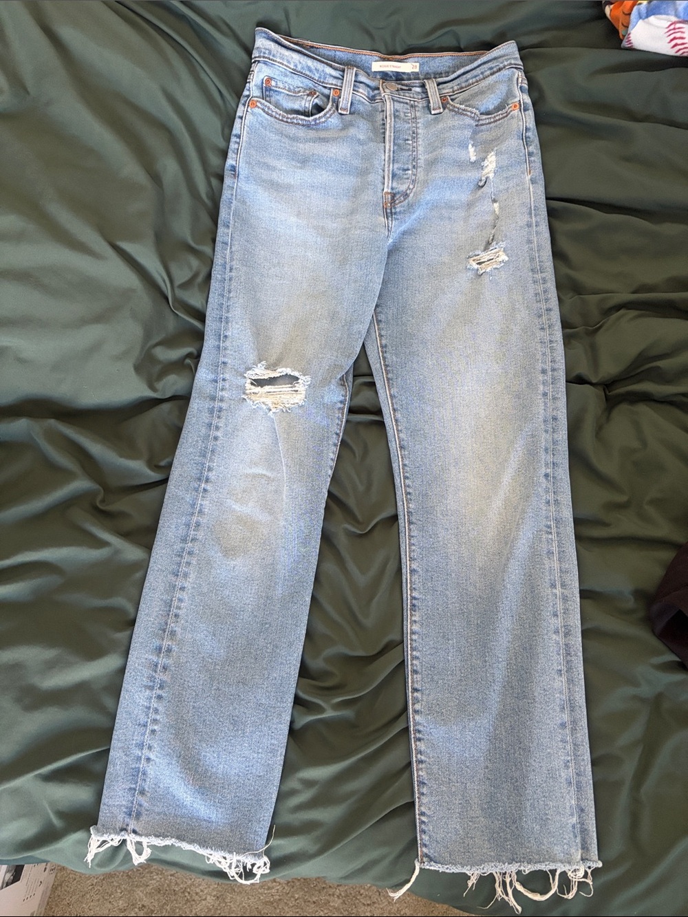 Levi's Light Blue Distressed Straight Leg Jeans
